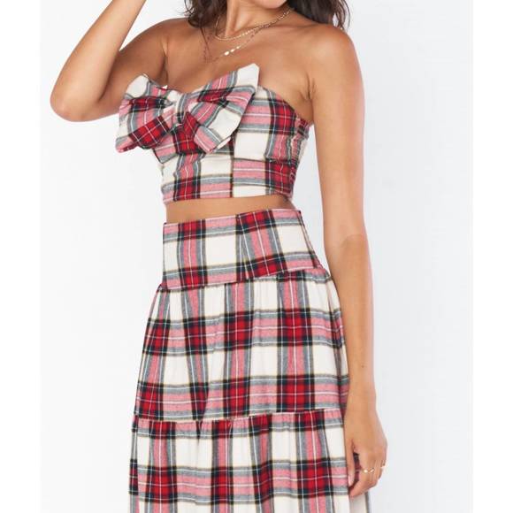 NEW SHOW ME YOUR MUMU bow top in winter plaid - Picture 2 of 3